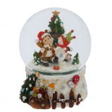 753167 Фигурка декоративная в стекл. шаре с муз. и функц. движения "Снеговик и мальчик"  (АААх3, не
